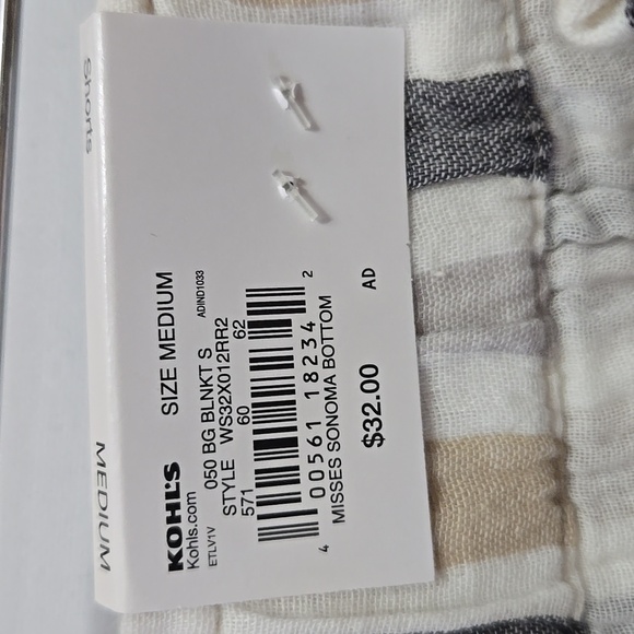 Sonoma Gauzy Striped Cotton Shorts Size M Pull On Beach Coastal Resort - Picture 5 of 9